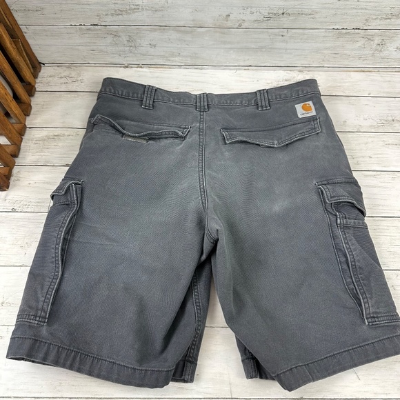 Carhartt Shorts Mens 34x10 Gray Canvas Work Cargo Carpenter Baggy - Picture 9 of 10